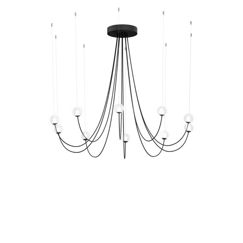 Wever & Ducré+OPLIA CHANDELIER 2.0 LED 29W 2000lm 2700K CRI>90, hämardatav phase-cut, rippvalgusti, matt must